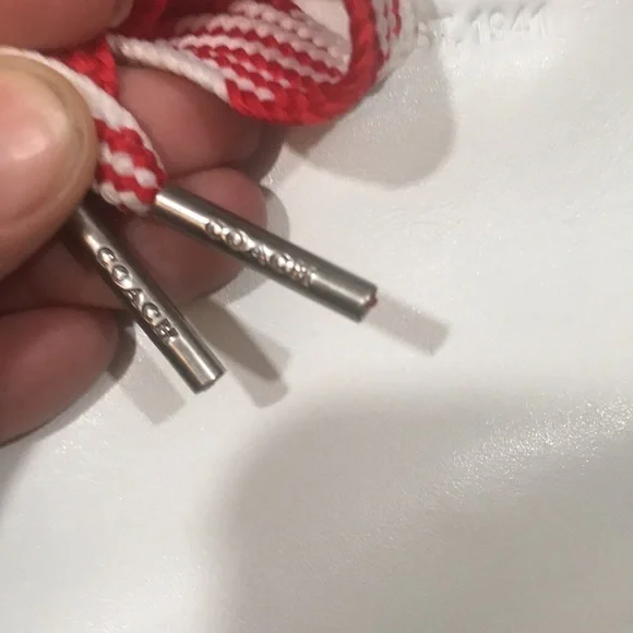 Coach G1493 White Leather High Top Red Shearling Sneaker Size 8 - Picture 10 of 13